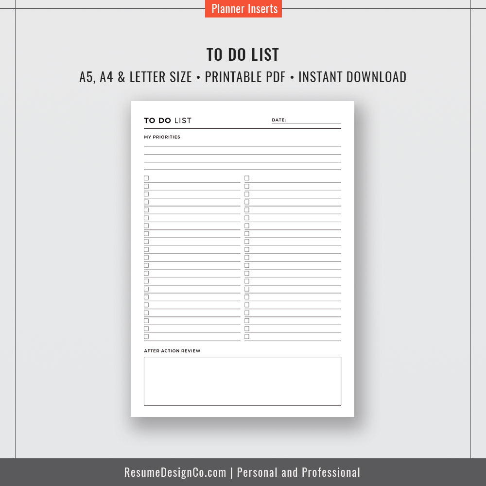PRINTED to Do List Planner Refills Personal Size Printed 