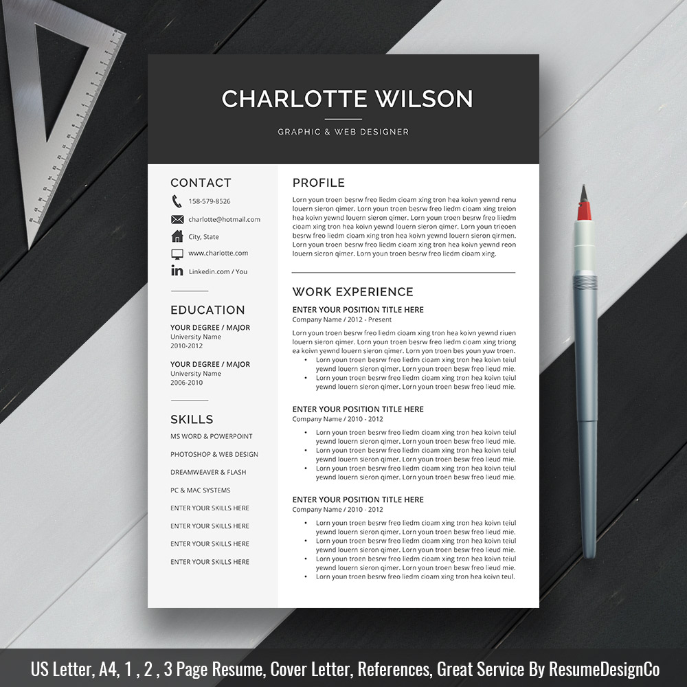 Professional Modern Resume Template, CV Template, Cover Letter ...