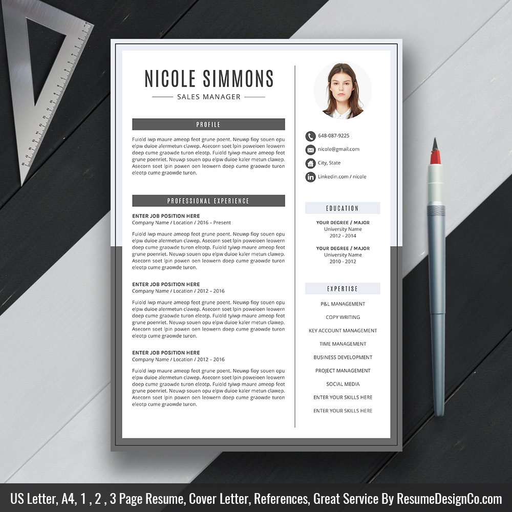 Modern And Simple Resume Cv Template For Ms Word Curriculum Vitae Professional Cv Format Teacher Resume Format 1 2 3 Page Resume Template Instant Download Resumedesignco Com
