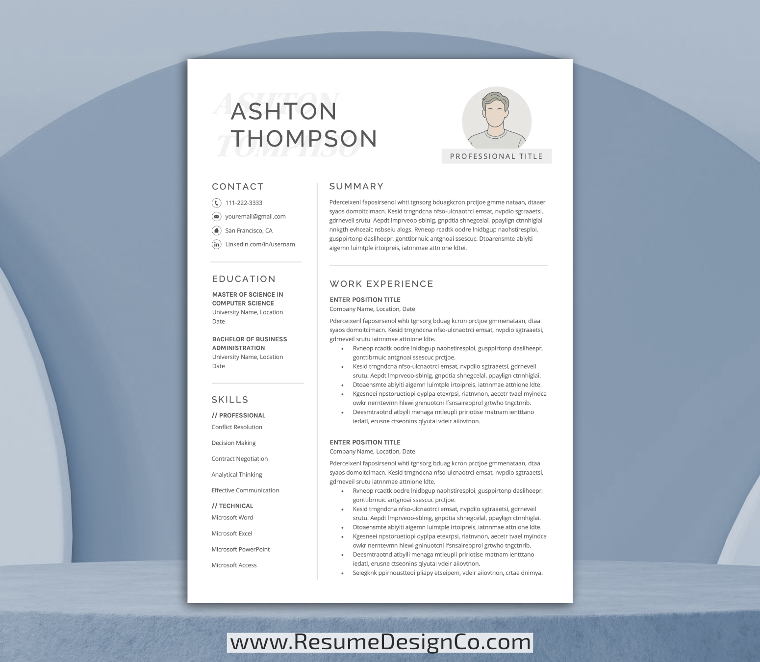 www.resumedesignco.com-Resume Template for MS Word-ASHTON-1