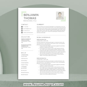 resumedesignco.com-1 Page Professional Resume Template, MS Word, Modern and Creative Resume Format, Editable CV Template Design, Curriculum Vitae, Free Download-BENJAMIN-1
