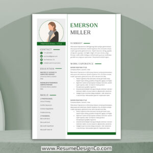 resumedesignco.com-1 Page Professional Resume Template, MS Word, Modern and Creative Resume Format, Editable CV Template Design, Curriculum Vitae, Free Download-EMERSON-1