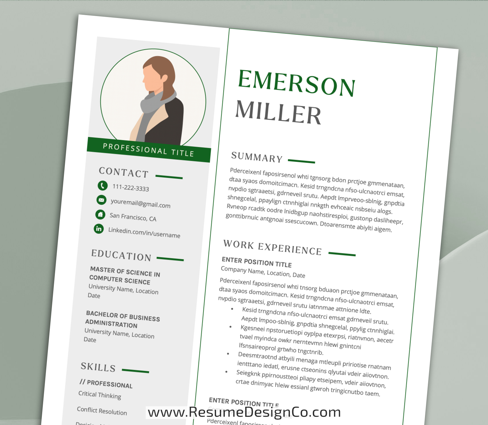 www.resumedesignco.com-Resume Template for MS Word-EMERSON-5