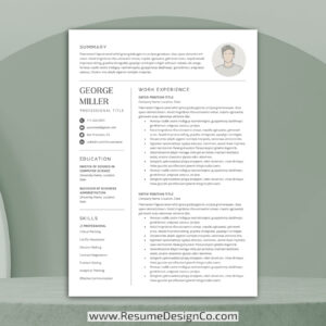 resumedesignco.com-1 Page Professional Resume Template, MS Word, Modern and Creative Resume Format, Editable CV Template Design, Curriculum Vitae, Free Download