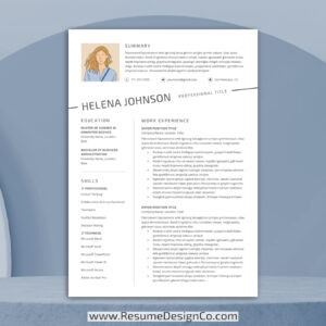 resumedesignco.com-1 Page Professional Resume Template, MS Word, Modern and Creative Resume Format, Editable CV Template Design, Curriculum Vitae, Free Download-HELENA-1