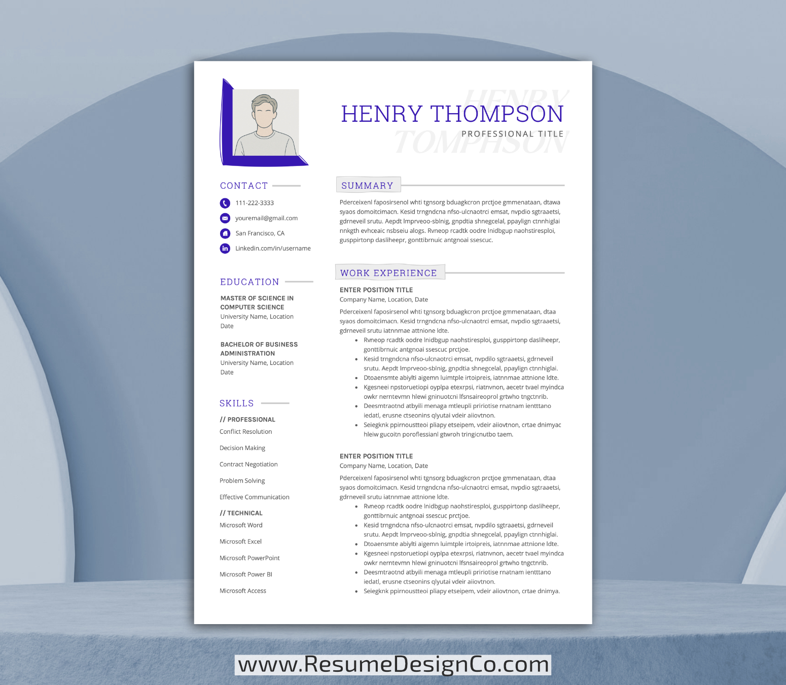 www.resumedesignco.com-Resume Template for MS Word-HENRY-1