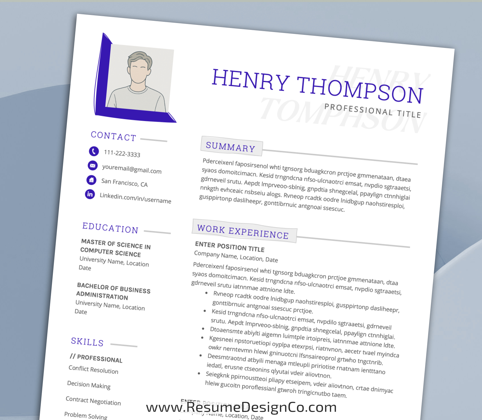 www.resumedesignco.com-Resume Template for MS Word-HENRY-5
