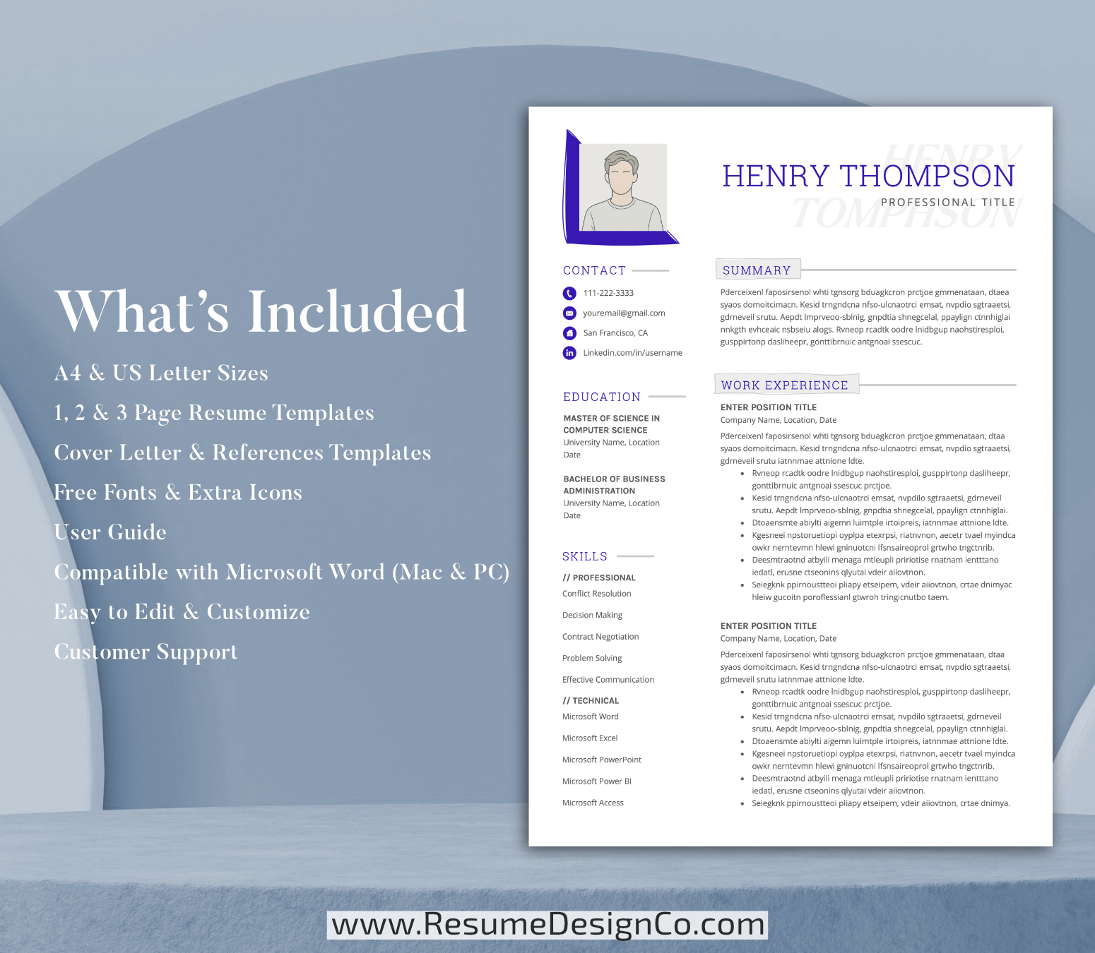 www.resumedesignco.com-Resume Template for MS Word-HENRY-6