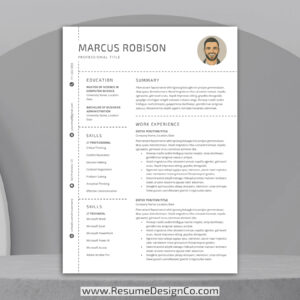 resumedesignco.com-1 Page Professional Resume Template, MS Word, Modern and Creative Resume Format, Editable CV Template Design, Curriculum Vitae, Free Download-MARCUS-1