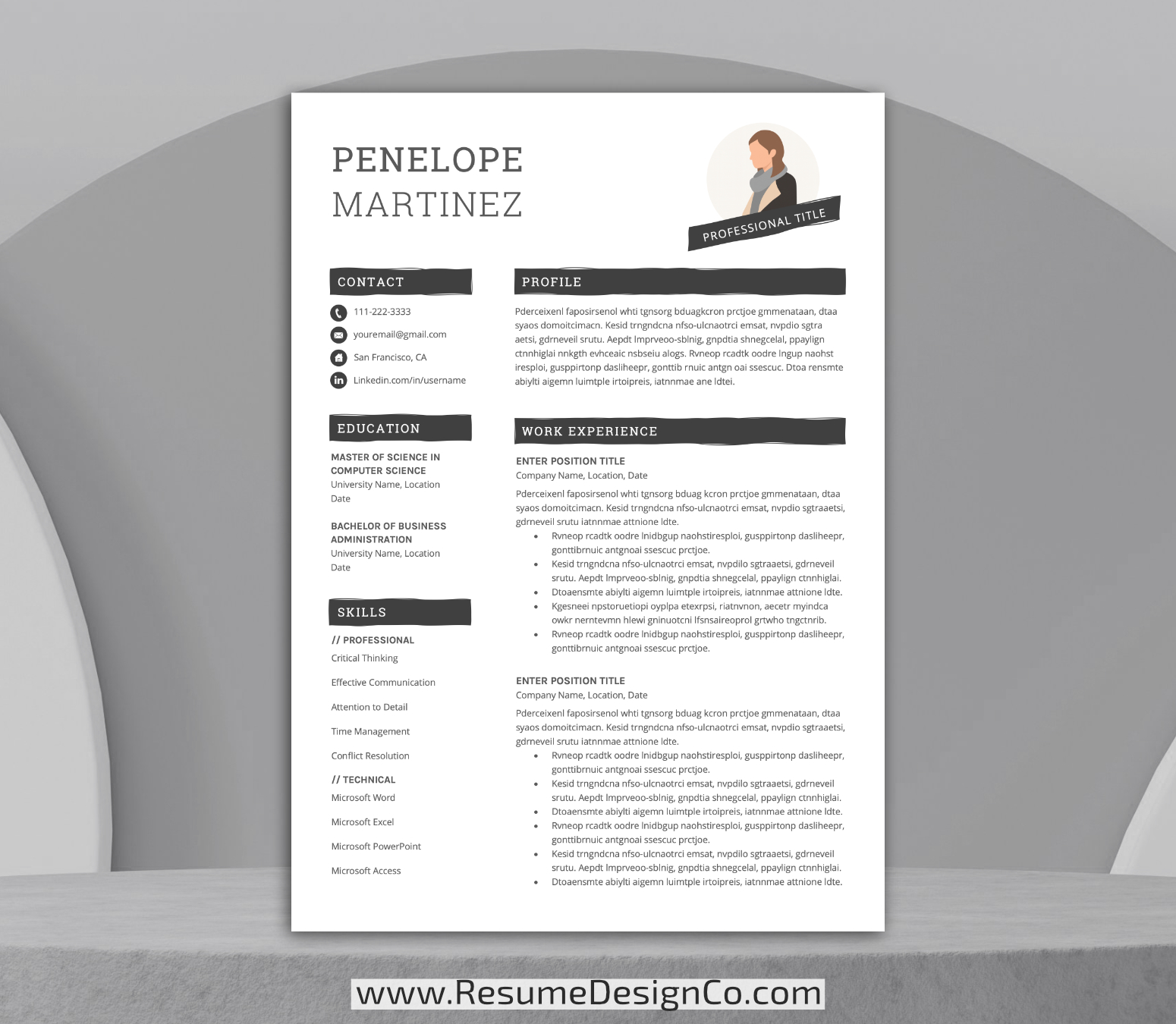www.resumedesignco.com-Resume Template for MS Word-PENELOPE-1