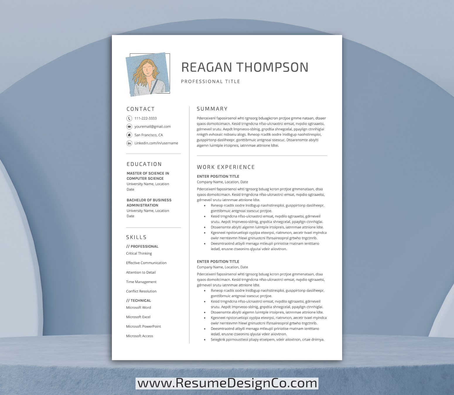 www.resumedesignco.com-Resume Template for MS Word-REAGAN-1
