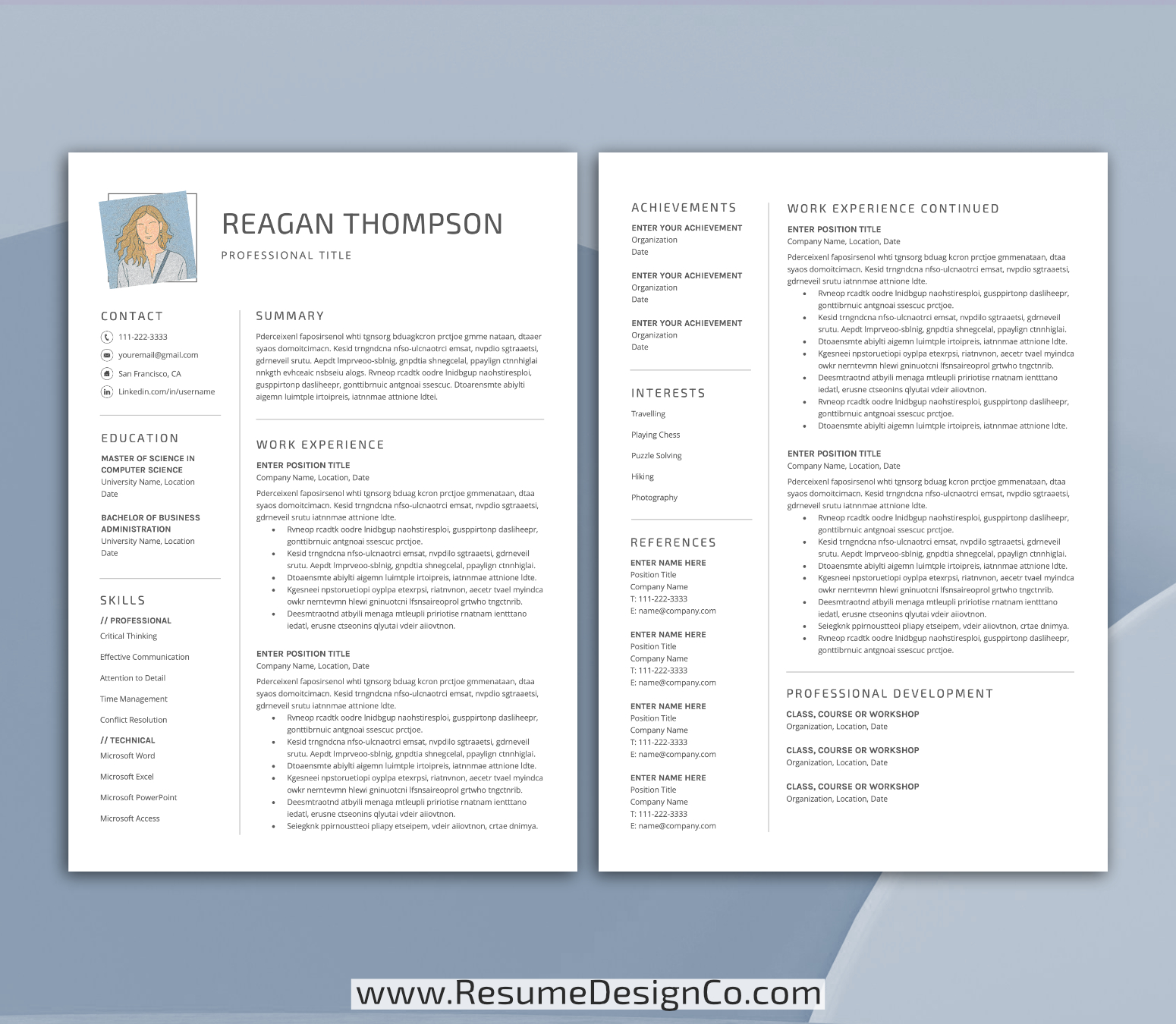 www.resumedesignco.com-Resume Template for MS Word-REAGAN-2