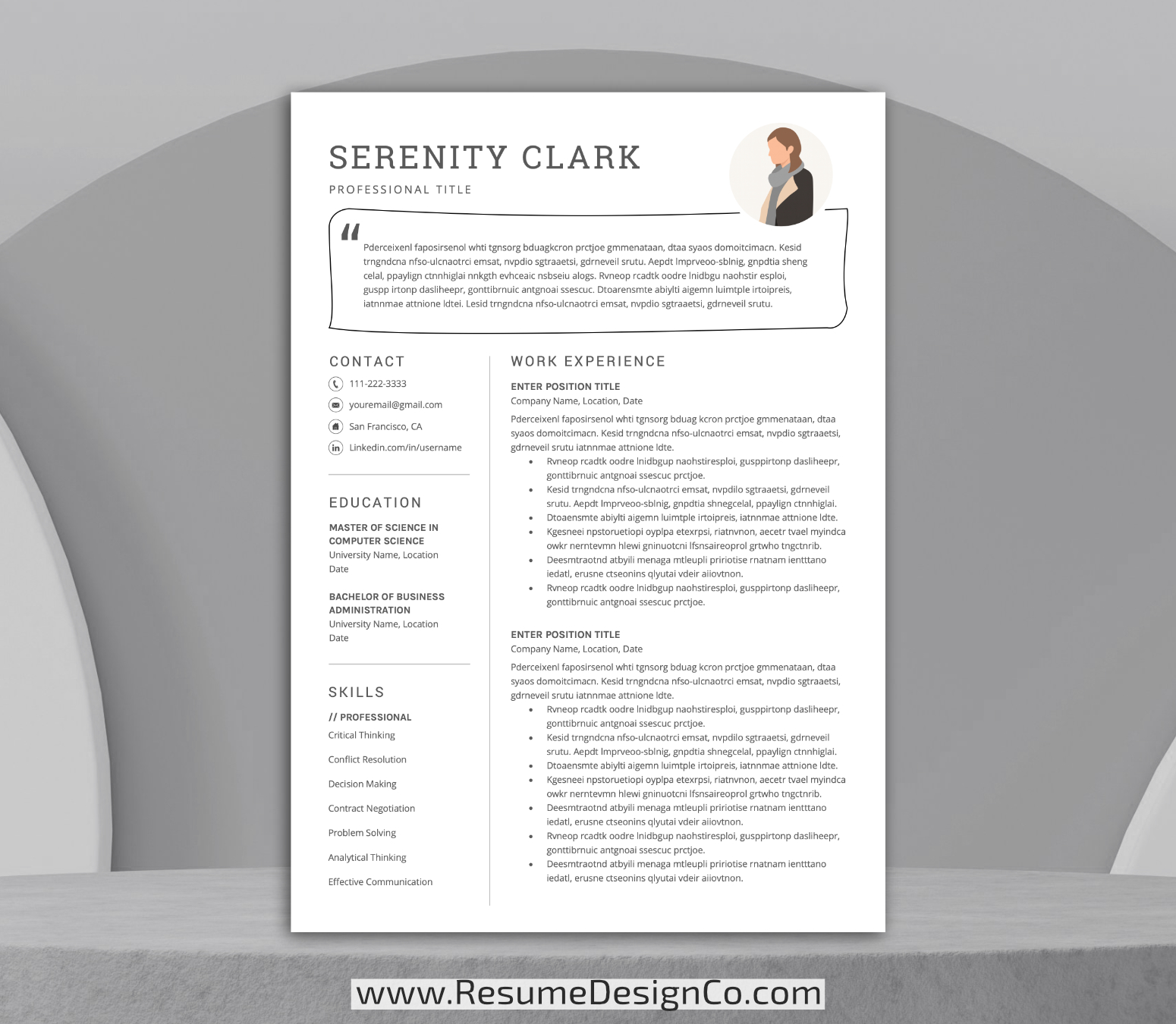 www.resumedesignco.com-Resume Template for MS Word-SERENITY-1