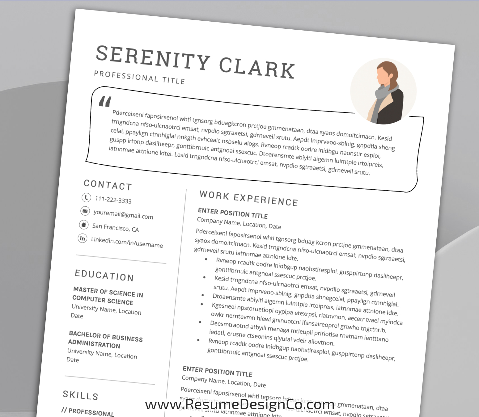www.resumedesignco.com-Resume Template for MS Word-SERENITY-5