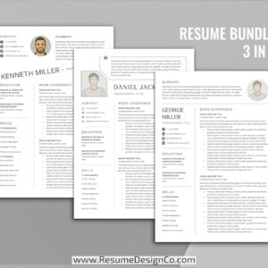 resumedesignco.com-3 in 1 Professional Resume Template Bundle, MS Word, Modern and Creative Resume Format, Editable CV Template Design, Curriculum Vitae, Free Download