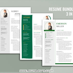 resumedesignco.com-3 in 1 Professional Resume Template Bundle, MS Word, Modern and Creative Resume Format, Editable CV Template Design, Curriculum Vitae, Free Download