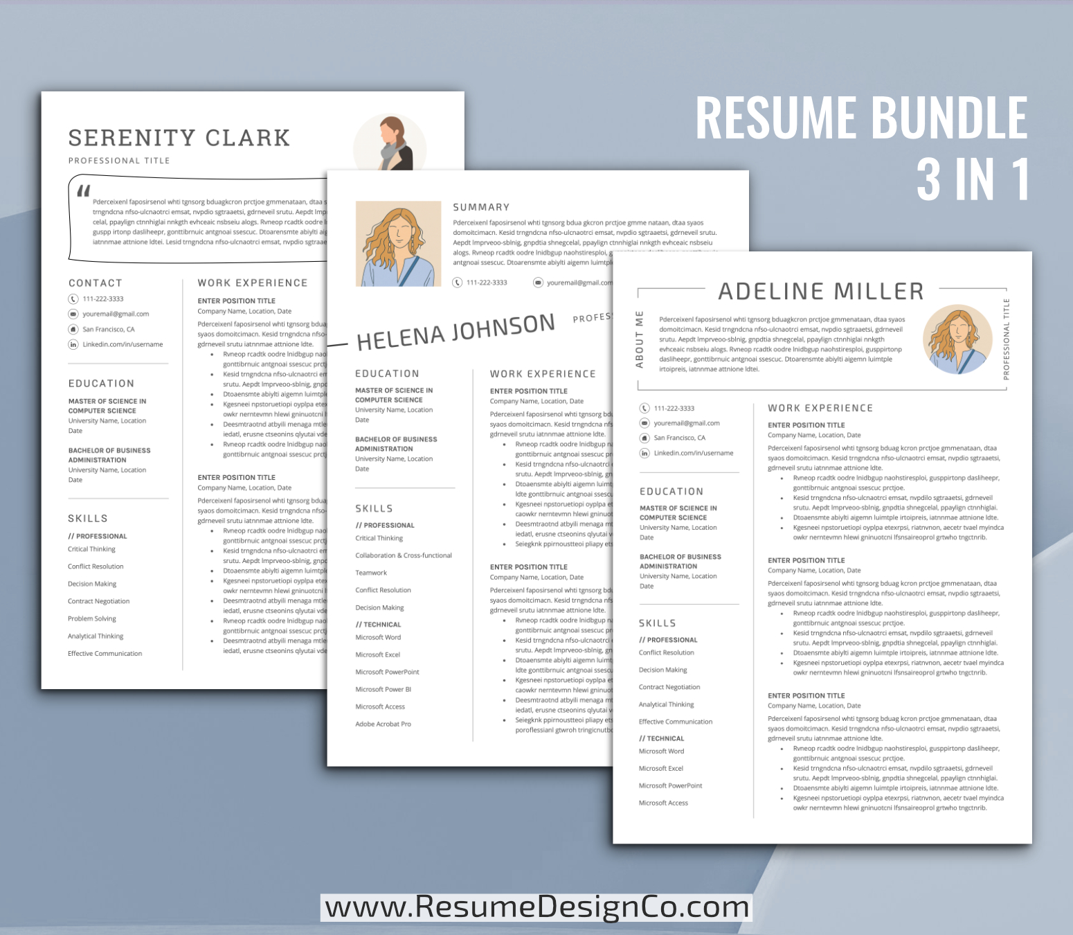 www.resumedesignco.com-Resume Templates for MS Word-3 in 1 Resume Bundle-3