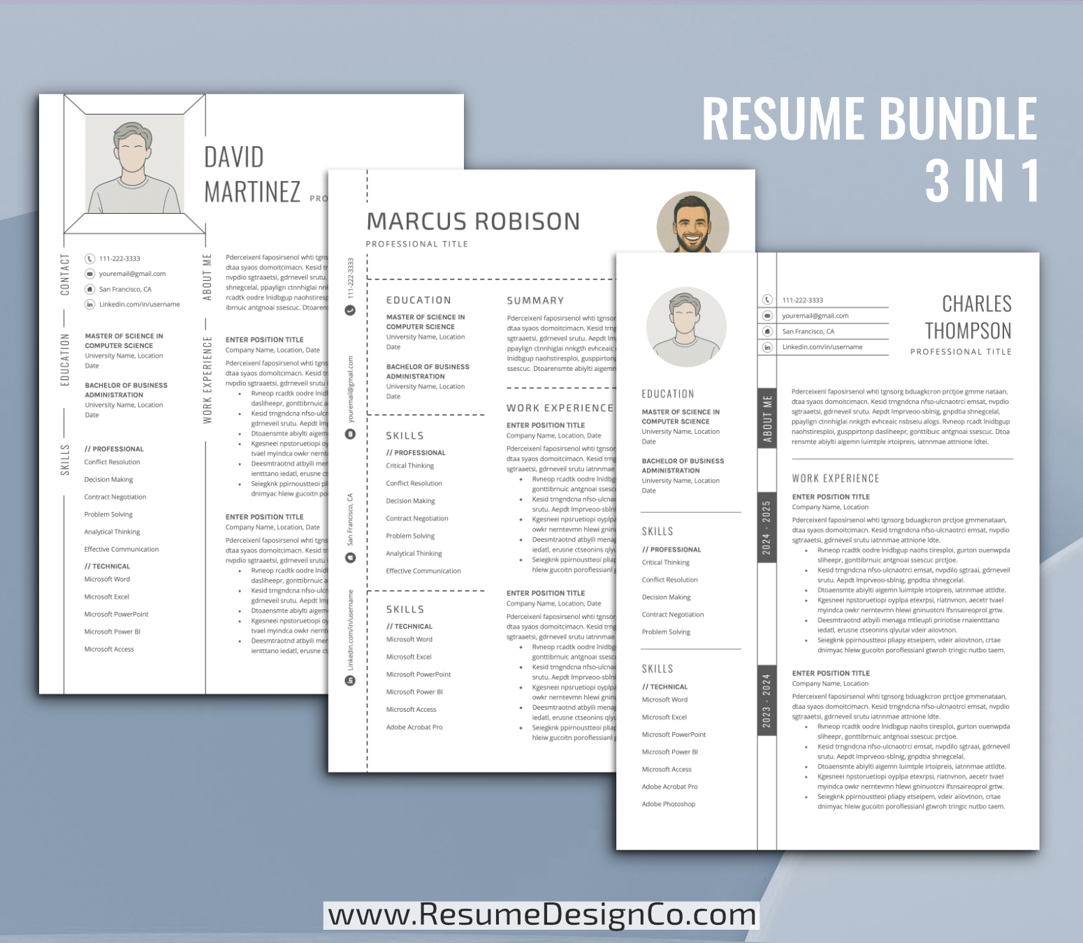 www.resumedesignco.com-Resume Templates for MS Word-3 in 1 Resume Bundle-7