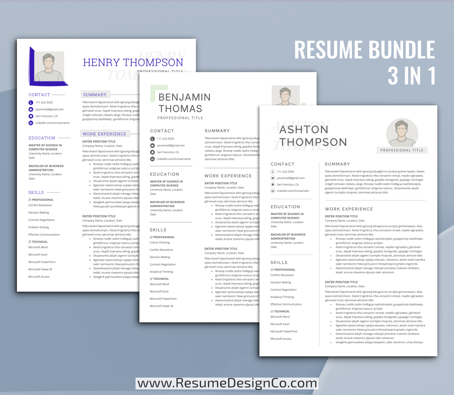 www.resumedesignco.com-Resume Templates for MS Word-3 in 1 Resume Bundle-8