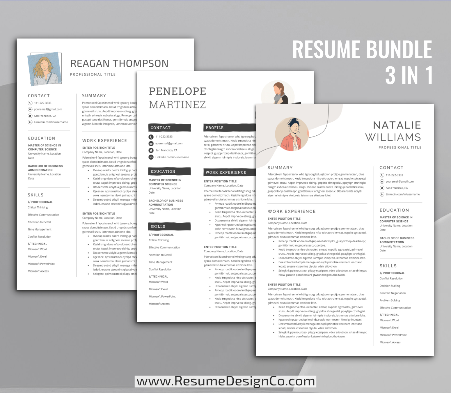 www.resumedesignco.com-Resume Templates for MS Word-3 in 1 Resume Bundle-9