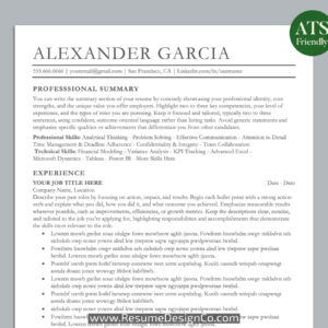 ATS Friendly Resume Template for MS Word, Professional ATS CV Template