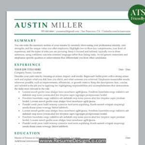 ATS Friendly Resume Template for MS Word, Professional ATS CV Template