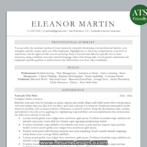 ATS Friendly Resume Template for MS Word, Professional ATS CV Template