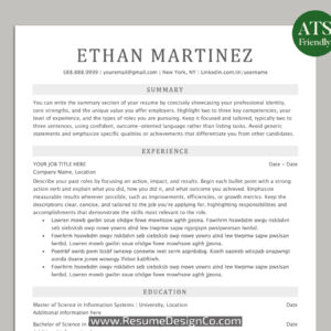 ATS Friendly Resume Template for MS Word, Professional ATS CV Template