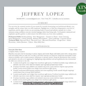 ATS Friendly Resume Template for MS Word, Professional ATS CV Template