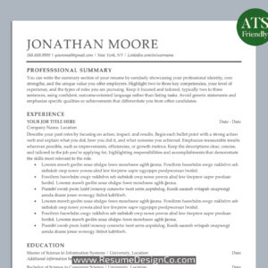 ATS Friendly Resume Template for MS Word, Professional ATS CV Template