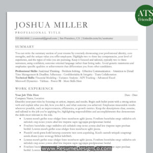 ATS Friendly Resume Template for MS Word, Professional ATS CV Template