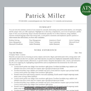 ATS Friendly Resume Template for MS Word, Professional ATS CV Template