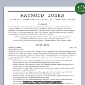 ATS Friendly Resume Template for MS Word, Professional ATS CV Template